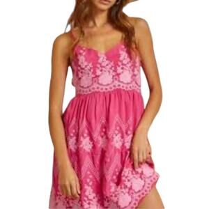 Savanna Jane Hot Pink Sundress Mini Floral Embroidery Boho SMALL Summer Party